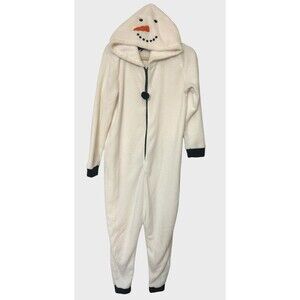 PJ ESSENTIALS Womens Snowman Hoodie Fleece Zip Costume Pajama Sz M